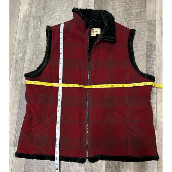Woolrich Women's Size XL Lined Red Plaid‎ Vest Outdoor Winter Zip Wool Blend - Picture 3 of 6